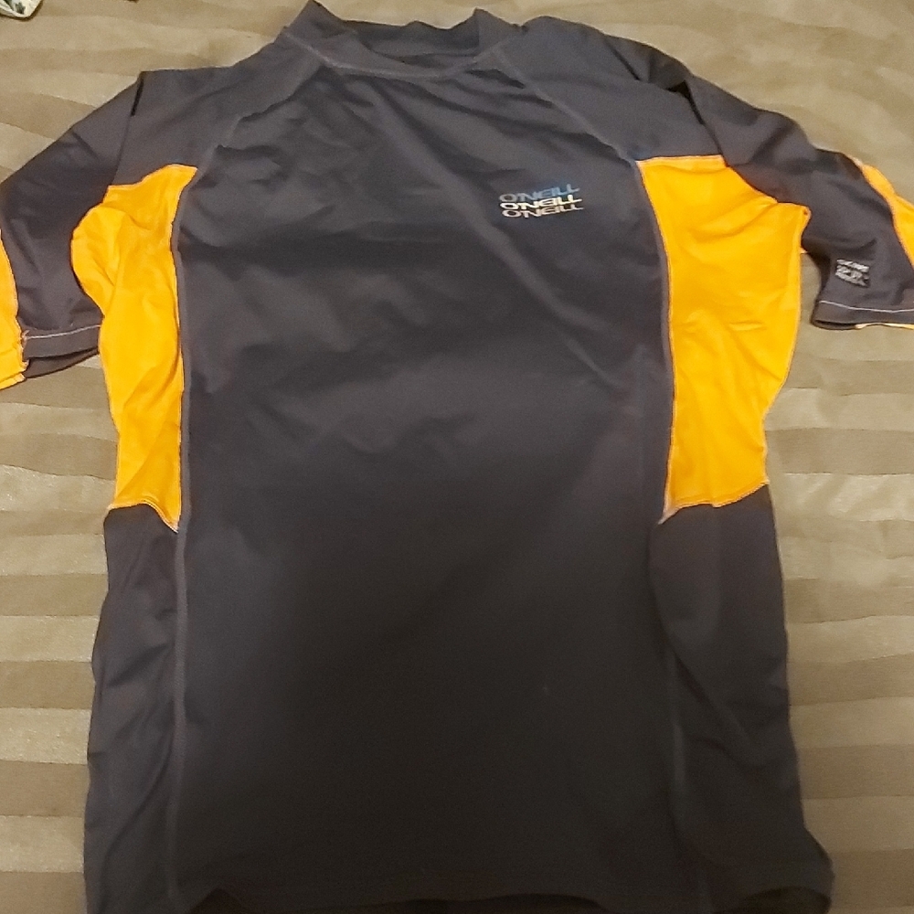 O'Neill Men's Gray and Orange Swim Shirt